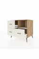 Commode Kronos à une étagère et 3 tiroirs en pin et pierre de lave