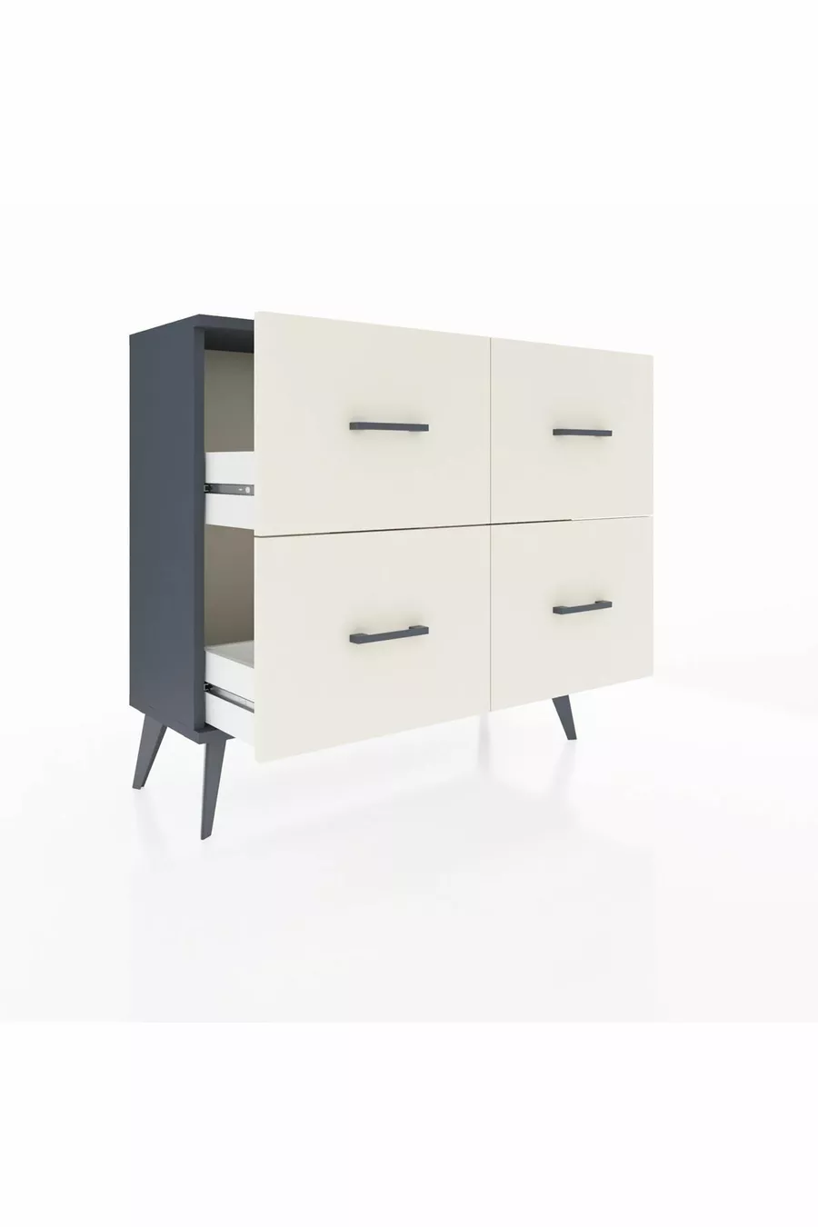 Commode Arges 4 tiroirs Anthracite-Anthracite/Gris quartz