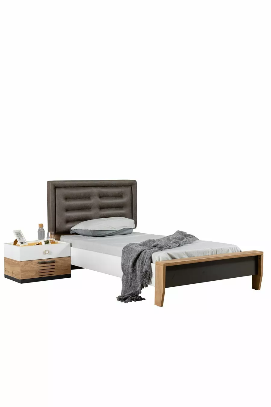 Chambre Jeune Relax - Armoire 4 Portes, Lit, Table de Chevet