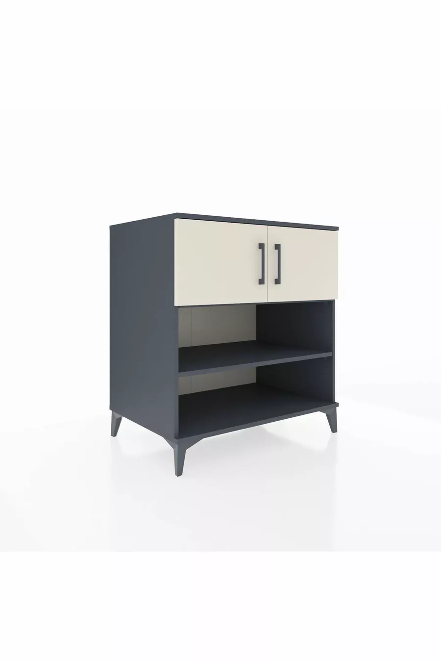 Commode Kronos 3 étagères 2 portes Anthracite-Pierre de lune