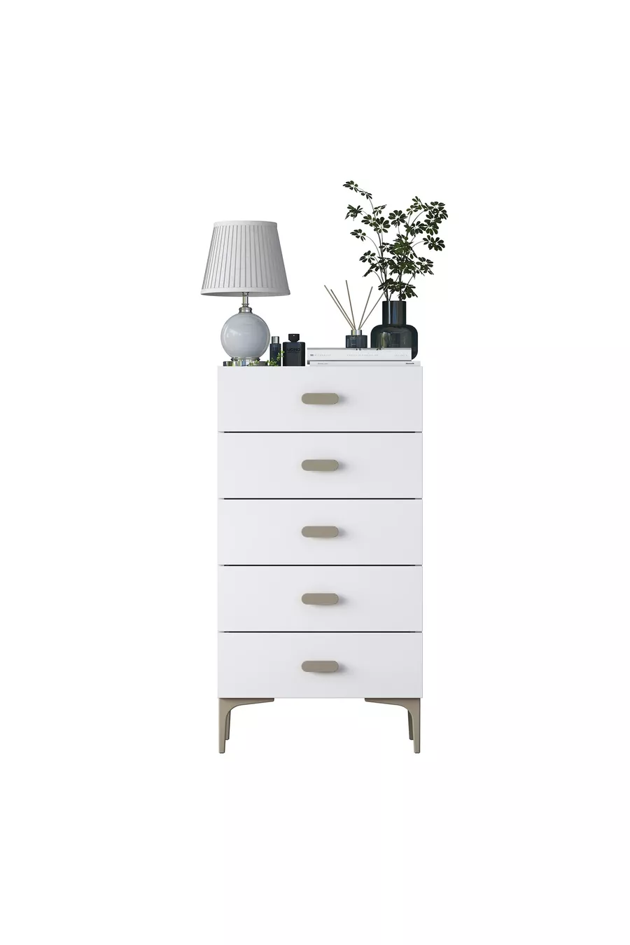 Rani Commode 5 Tiroirs Chambre à Coucher Chambre de Bébé Blanche