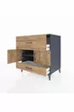 Commode Kronos avec une étagère, 2 tiroirs et 2 portes, anthracite-pin