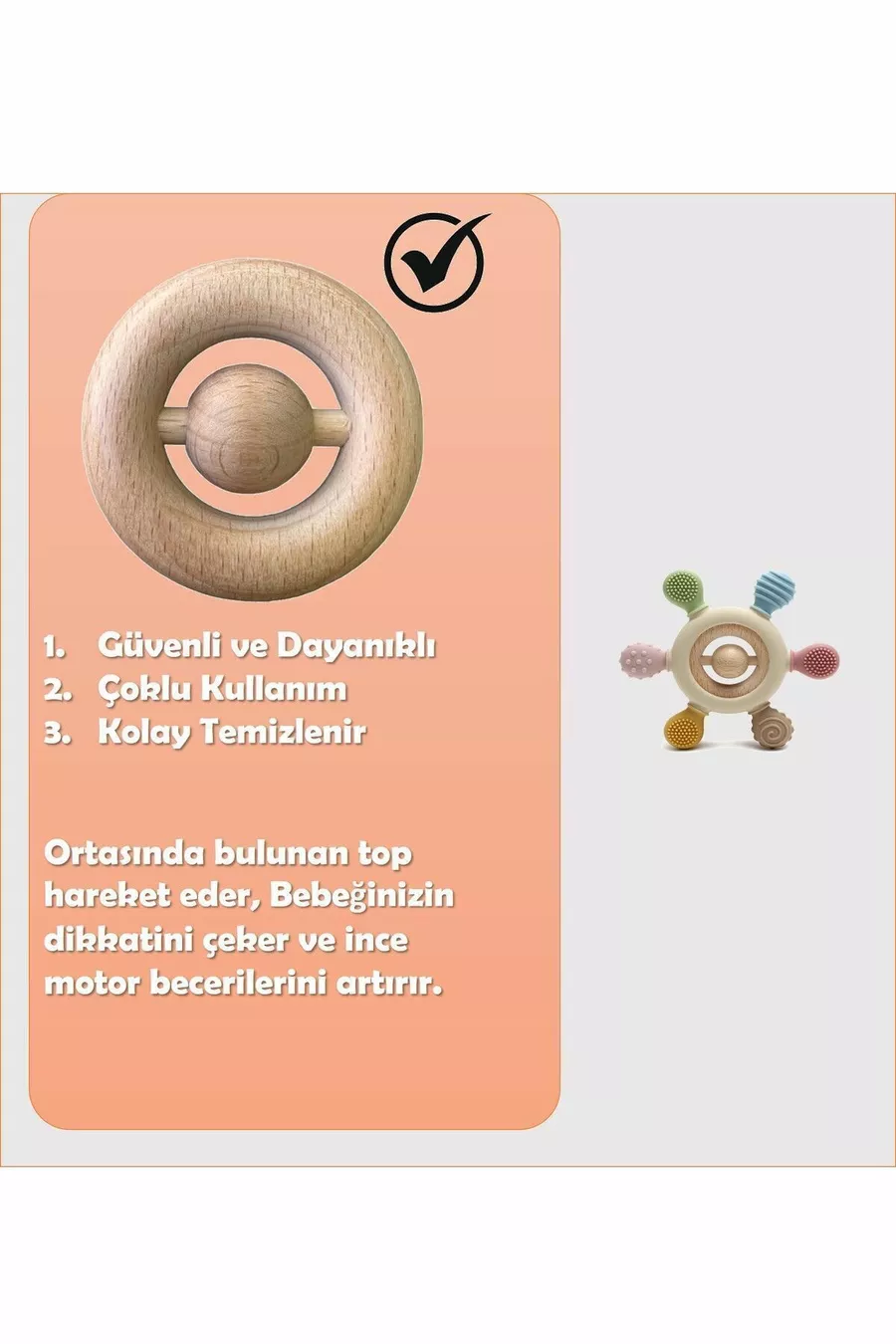 Anneau de dentition pour bébé (DENTIER DE COULEUR BEIGE)