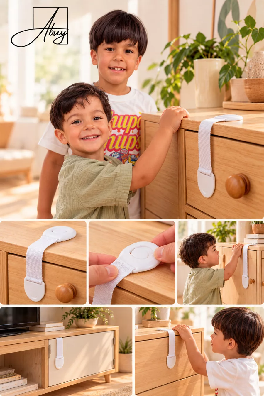 Lot de  Serrures de Tiroir pour Bébés & Enfants Blanches, Pas Besoin de Perçage, Serrure de Sécurité pour Armoire & Tiroir