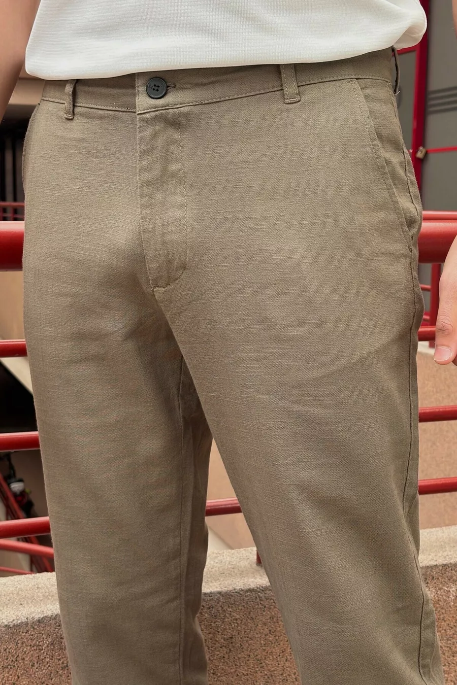 Homme, Slim Fit, Décontracté-Quotidien, Tissu en lin, Coton, Pantalon de saison 