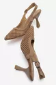 Chaussure à talon pour femme en cuir véritable, ouverte à l'arrière, perforée au laser, en suède Sıgarro