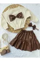Ensemble pour Fille & Bébé Jupe en Cuir Body à Nœud Ensemble avec Bandeau