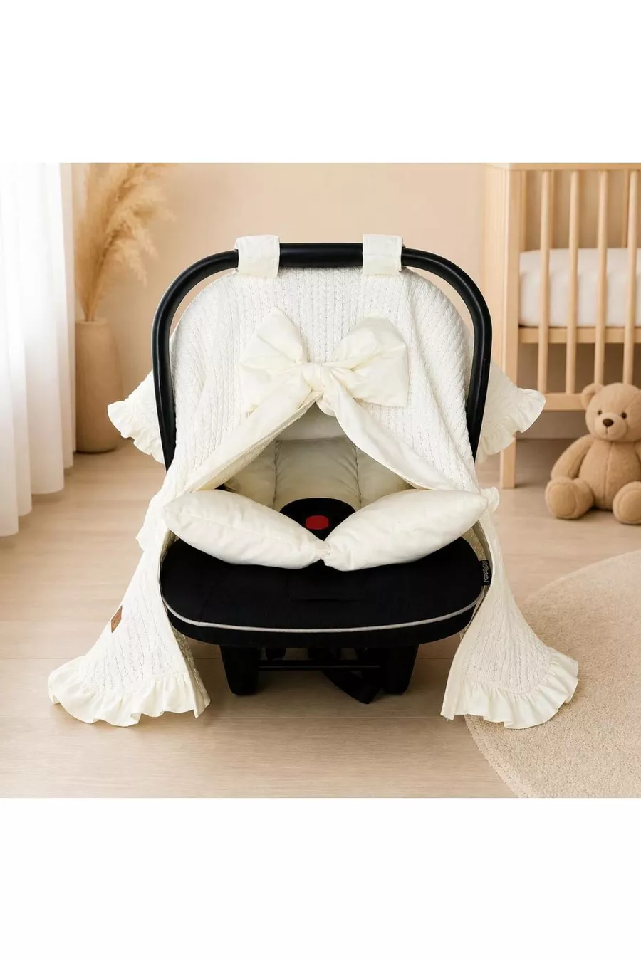 Couverture de poussette pour bébé à volants 2 pièces, Coussin de poussette avec soutien lombaire orthopédique