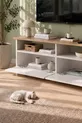Meuble TV 2 Portes Unité TV Table TV  x  Cm Santorin Saphir Chêne Blanc