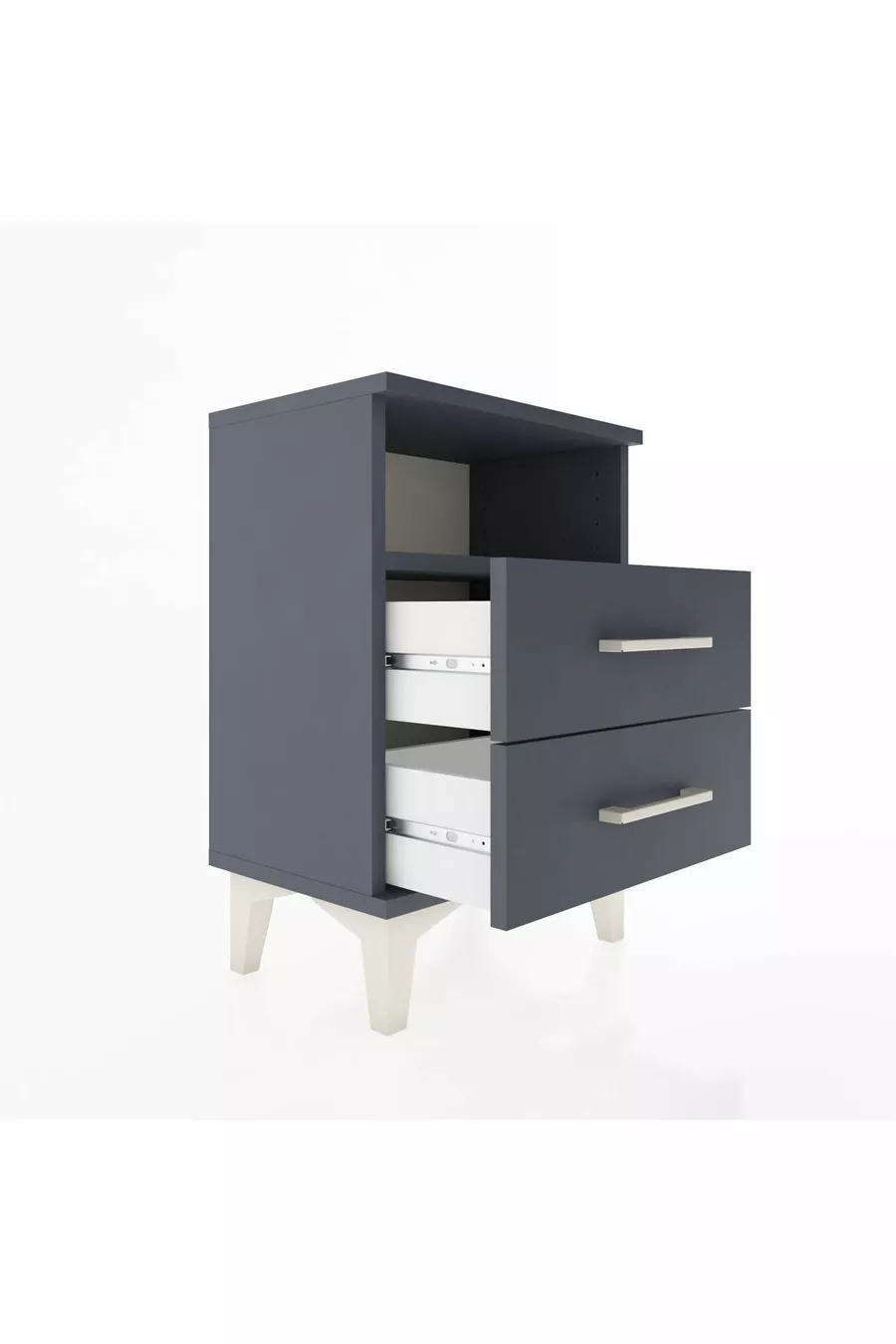 Chevet Arges à une étagère et 2 tiroirs Anthracite-Anthracite