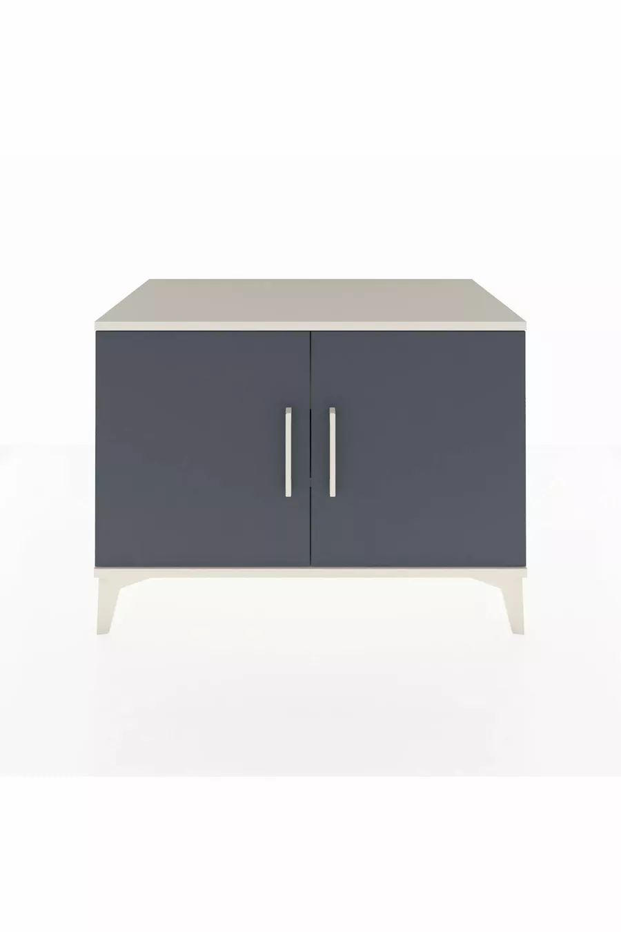 Commode Hyperion 2 étagères 2 portes Pierre de lune-Anthracite