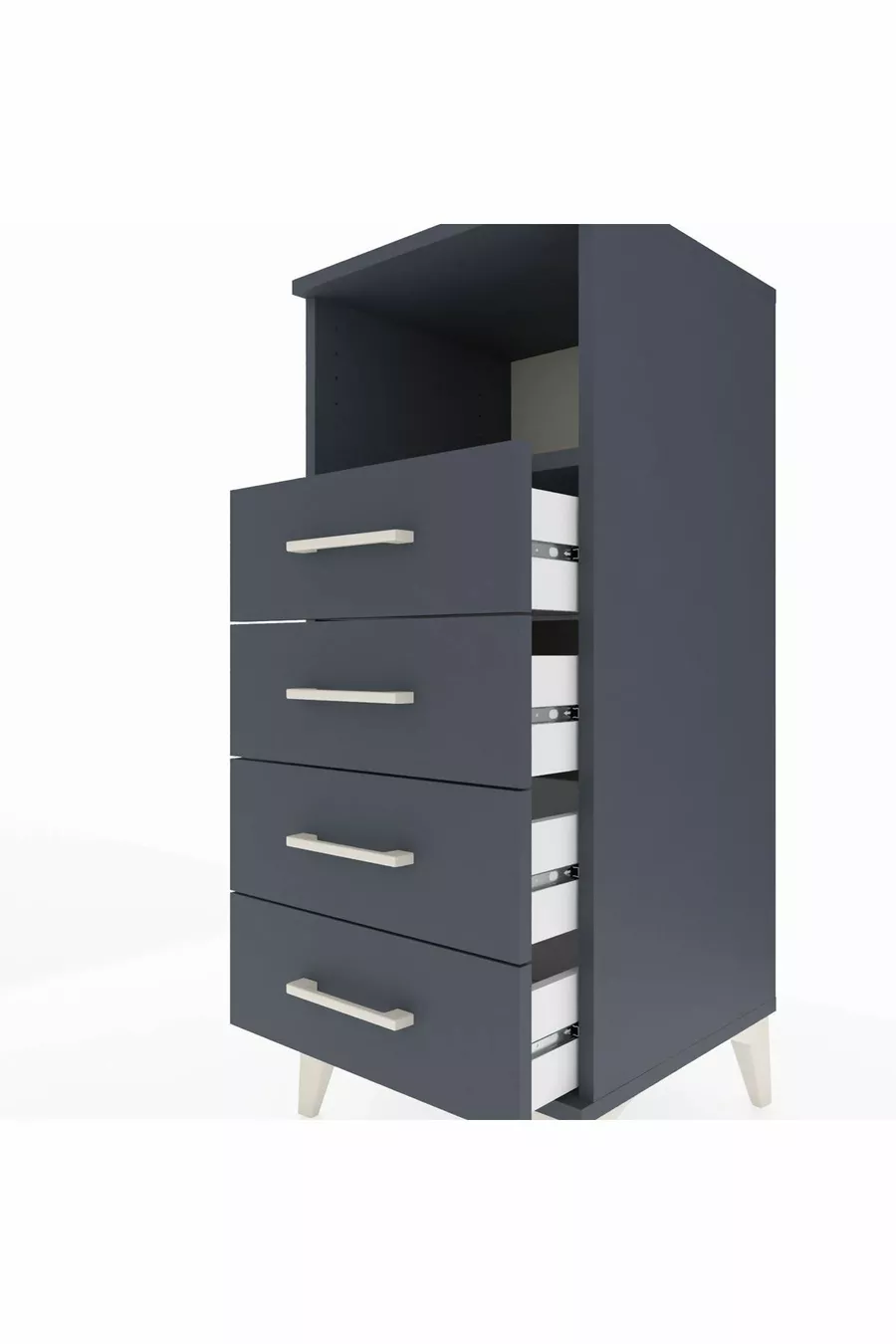 Chevet Hyperion à une étagère et quatre tiroirs Anthracite-Anthracite