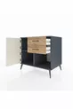 Commode Kronos à une étagère, 2 tiroirs, 2 portes, Anthracite-Pierre de Lune/Pin
