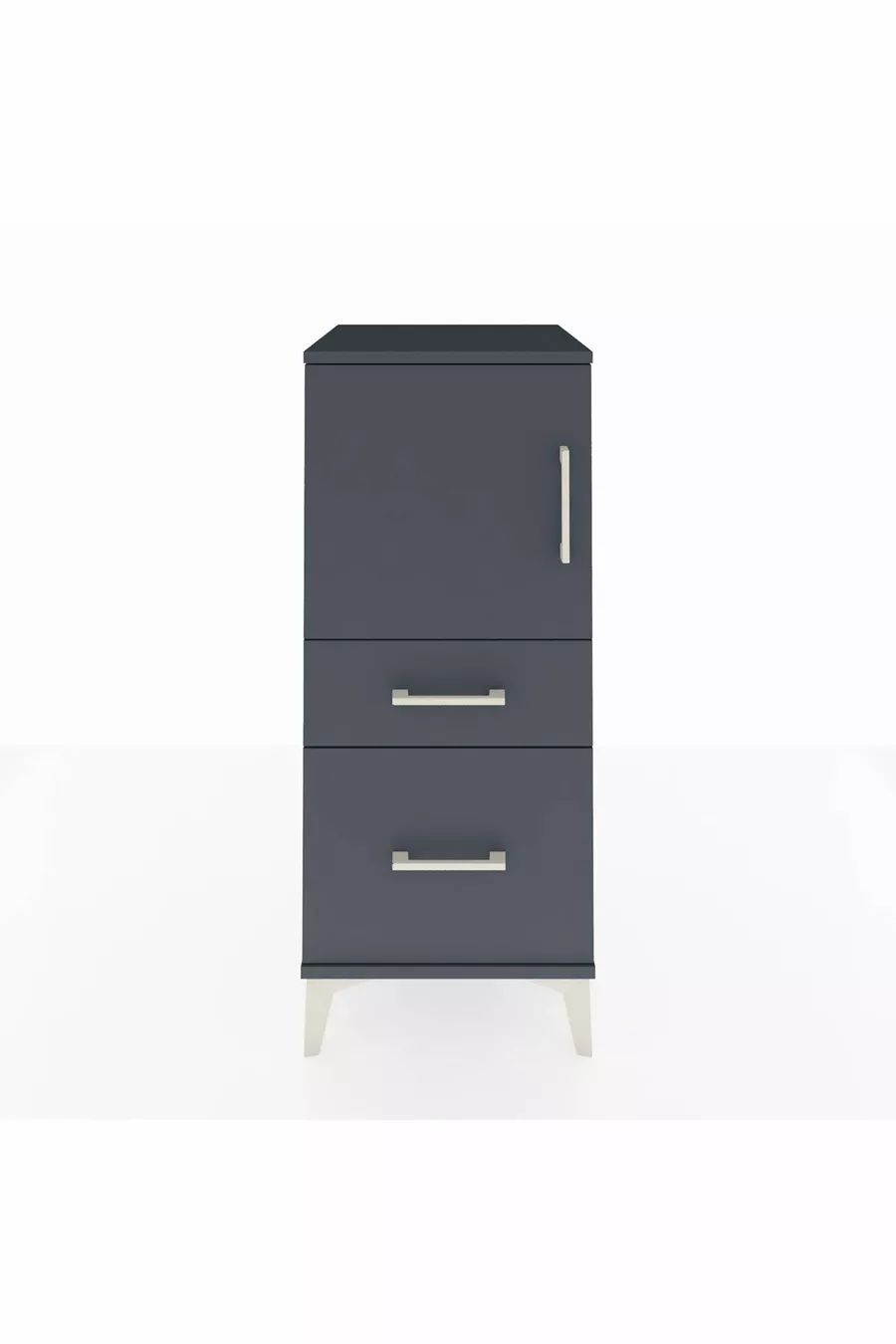Chevet Hyperion avec 2 étagères, 2 tiroirs et 1 porte, Anthracite-Anthracite