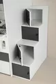 Lit superposé Berlin / Blanc-anthracite / Installation gratuite / 3 espaces pour lits et escalier avec placard / 100 % MDF