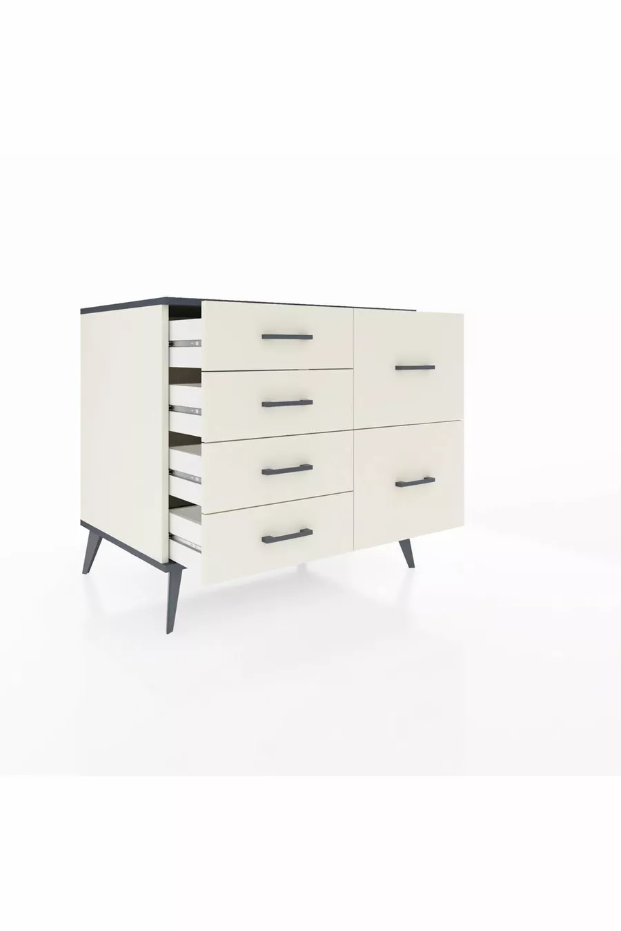 Commode Kronos 6 tiroirs Pierre de lune-Anthracite/Pierre de lune