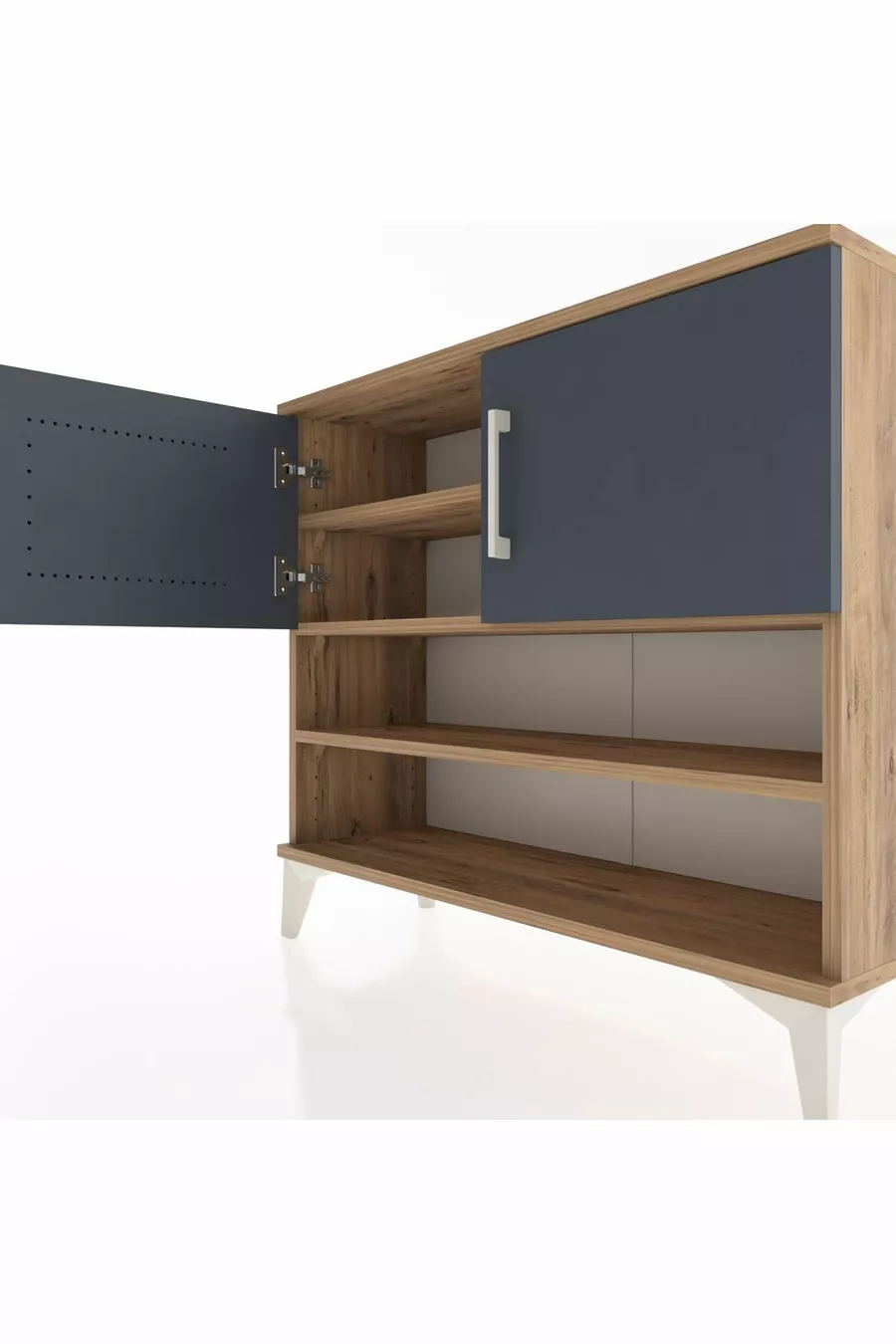 Commode Arges 3 étagères 2 portes Pin-Anthracite