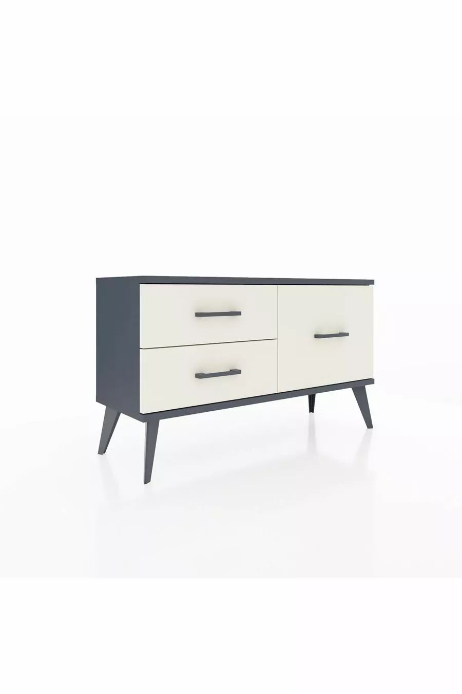 Commode Arges 3 étagères Anthracite-Anthracite/Gris pierre