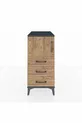 Kronos Table de chevet avec une étagère, 3 tiroirs et une porte, Anthracite-Pin