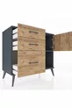 Commode Hyperion à une étagère, 3 tiroirs et une porte, Anthracite-Bois de pin