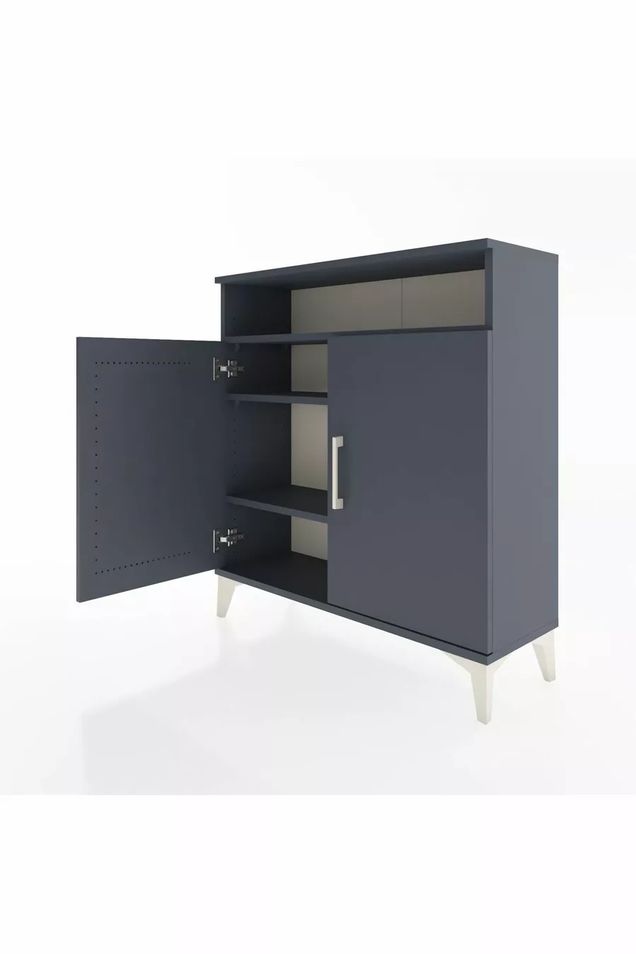 Commode Arges 3 étagères 2 portes Anthracite-Anthracite