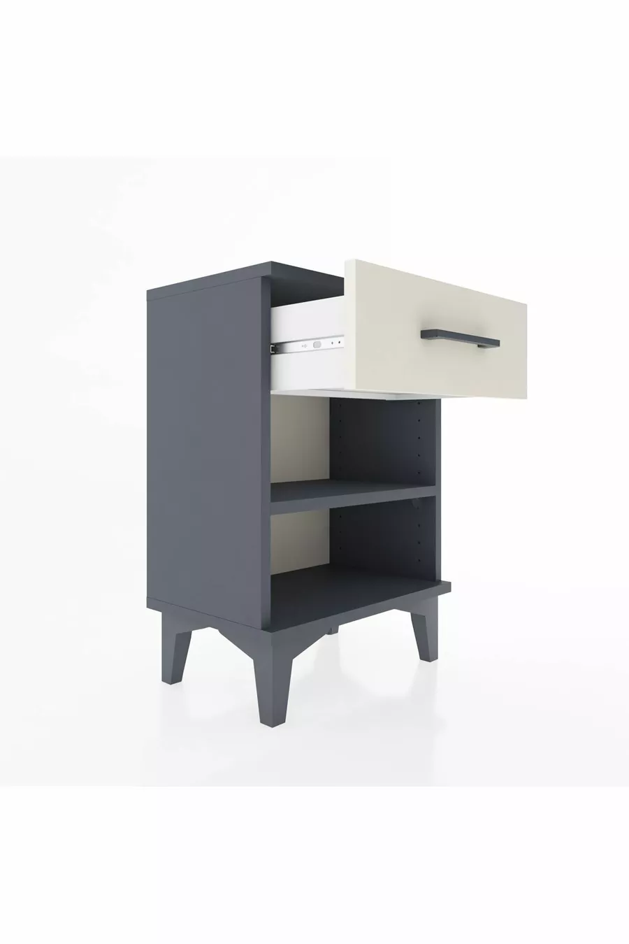 Table de chevet Arges avec une étagère et un tiroir, anthracite-ardoise
