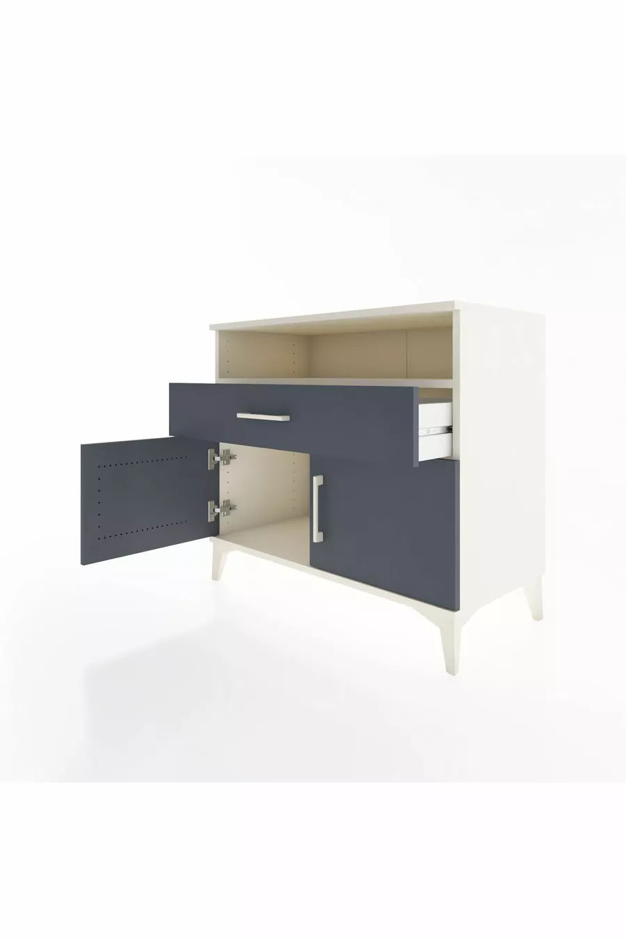 Commode Hyperion à une étagère, un tiroir et deux portes, Ambre-Anthracite