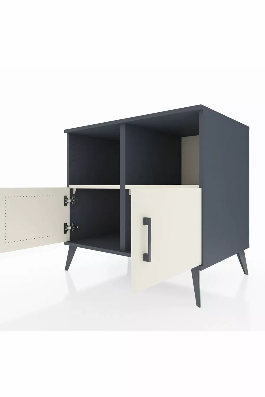 Commode Kronos 2 étagères 2 portes Anthracite-Pierre de lune