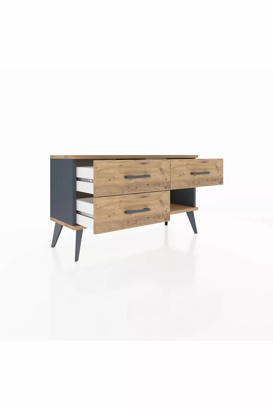 Commode Arges 3 tiroirs Anthracite-Sapin