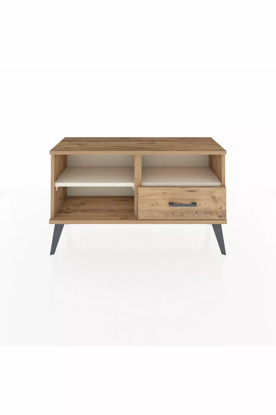 Commode Arges à 2 étagères et 1 tiroir Pin-Pierre de Lune / Pin