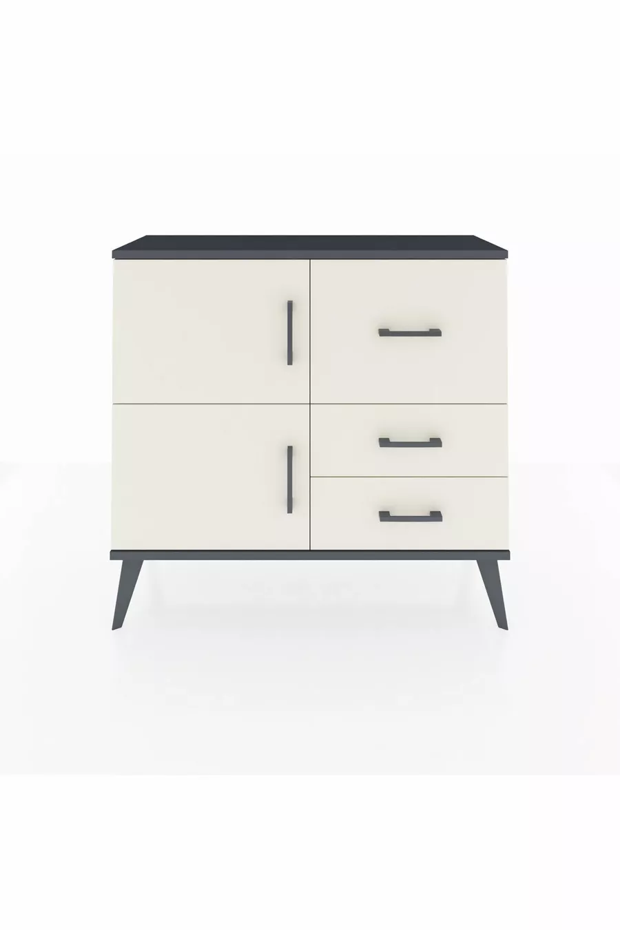 Commode Arges avec une étagère, 3 tiroirs et 2 portes, Anthracite-Pierre de lune