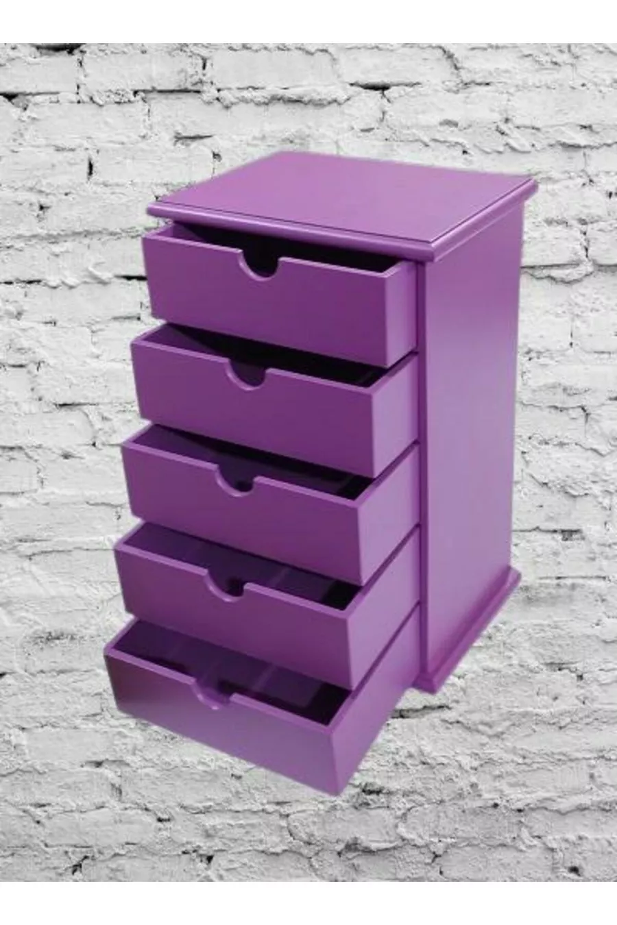 Hobi ERDL Commode Boîte à Bijoux et Maquillage 5 Tiroirs Peinture Brillante VIOLET Fait Main