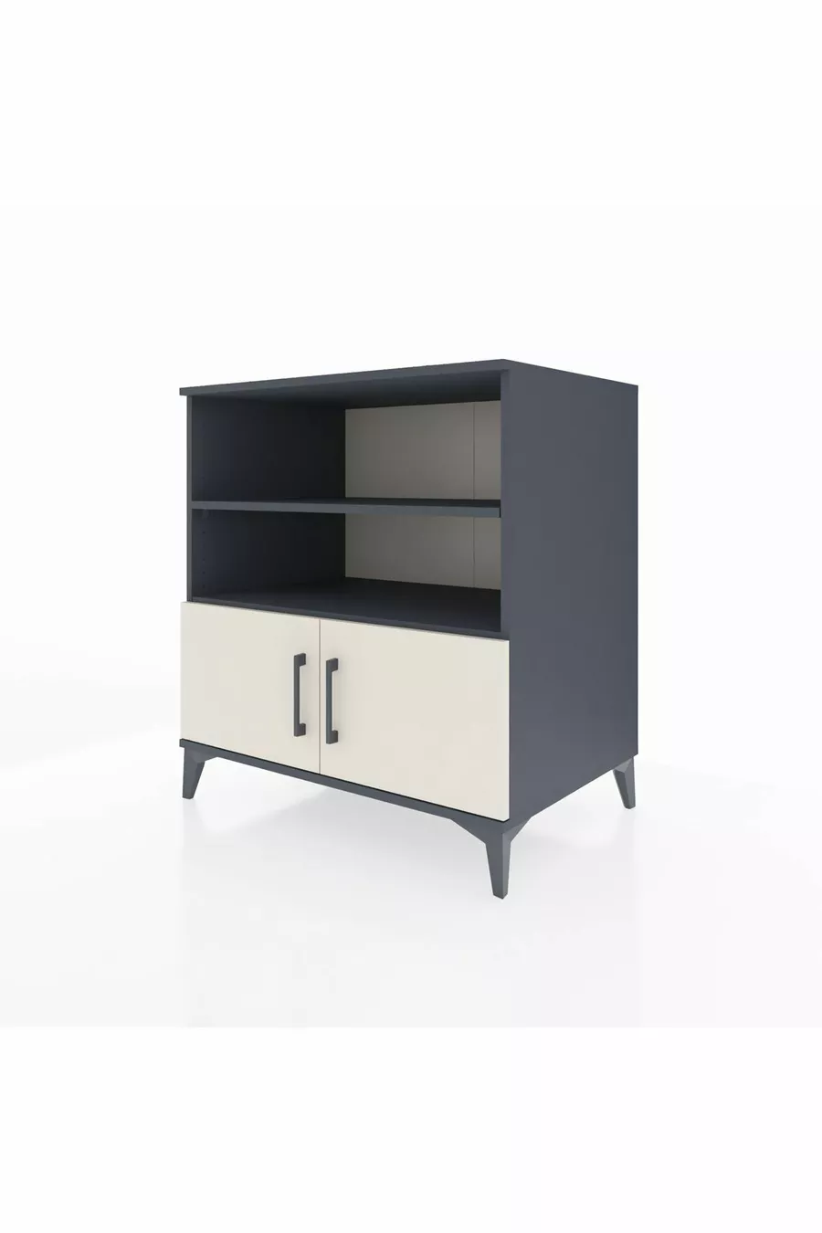 Commode Kronos 3 étagères 2 portes Anthracite-Pierre de lune