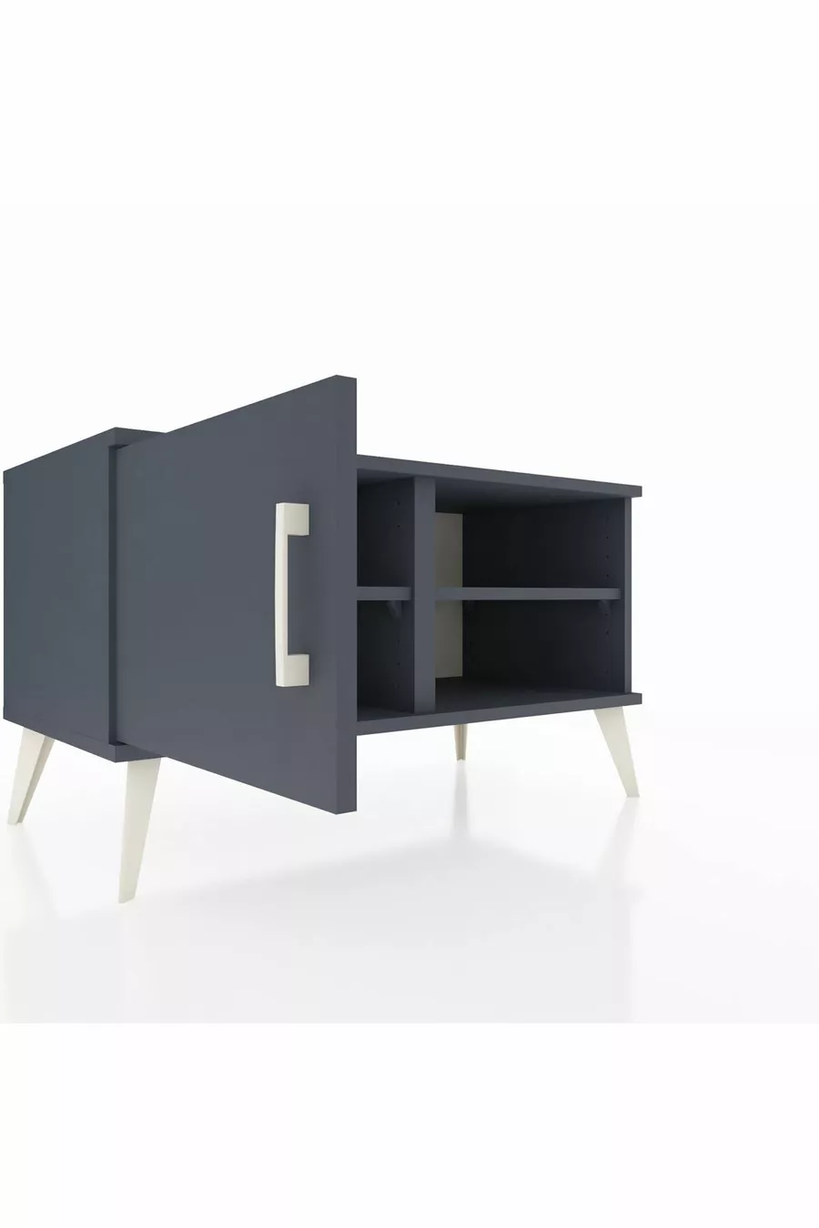 Commode Hyperion 2 étagères avec porte unique Anthracite-Anthracite
