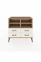 Commode Hyperion 4 étagères 4 tiroirs Pin-Pin/Marbre blanc