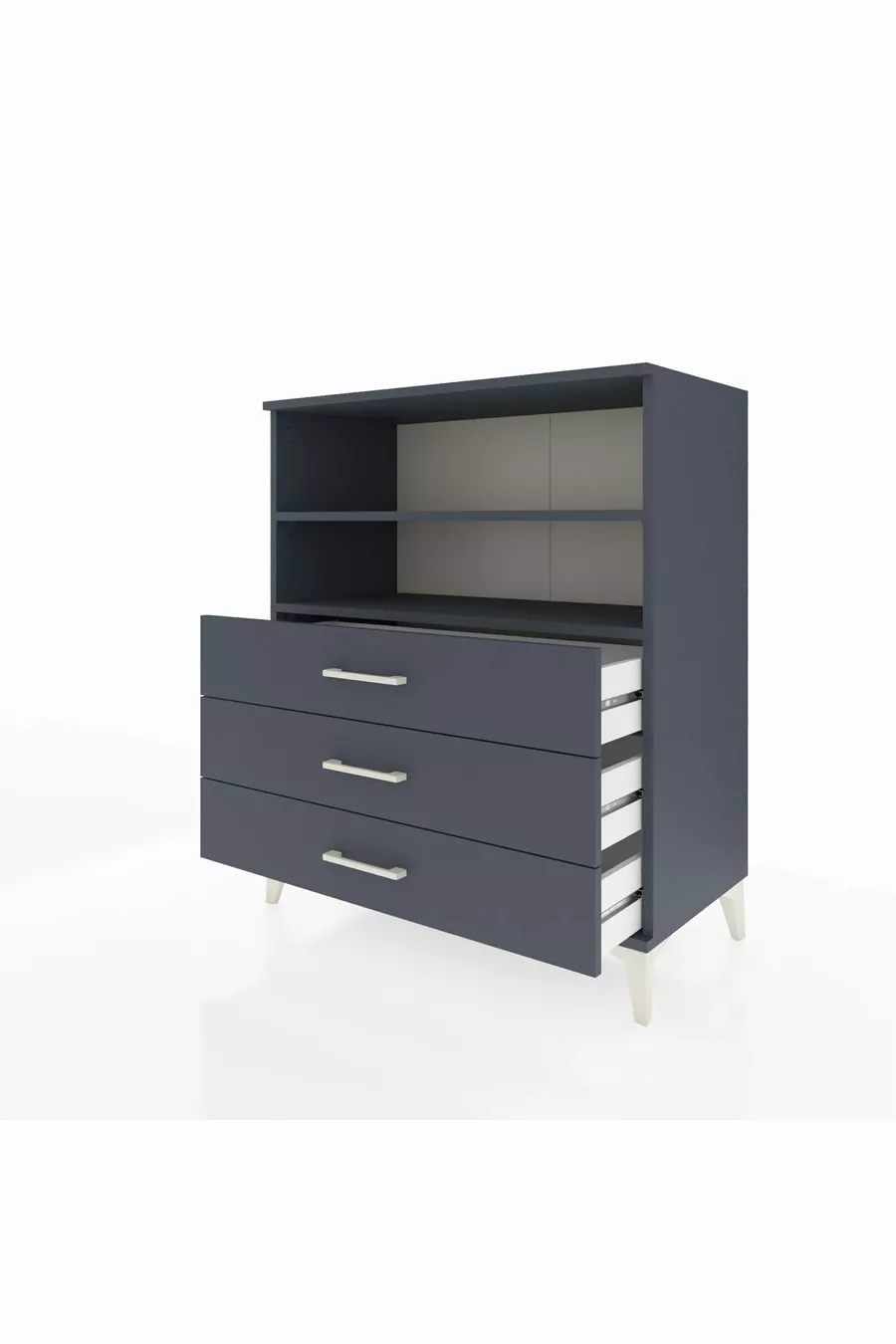 Commode Hyperion 2 étagères 3 tiroirs Anthracite-Anthracite