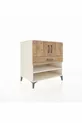 Commode Kronos avec 3 étagères, 1 tiroir et 2 portes, Pierre de Lune-Sapin