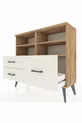 Commode Arges 4 étagères 3 tiroirs Pin-Pin/Pierre de lune