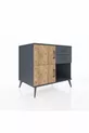 Commode Kronos à une étagère, 2 tiroirs, 2 portes, Anthracite-Pin/Anthracite