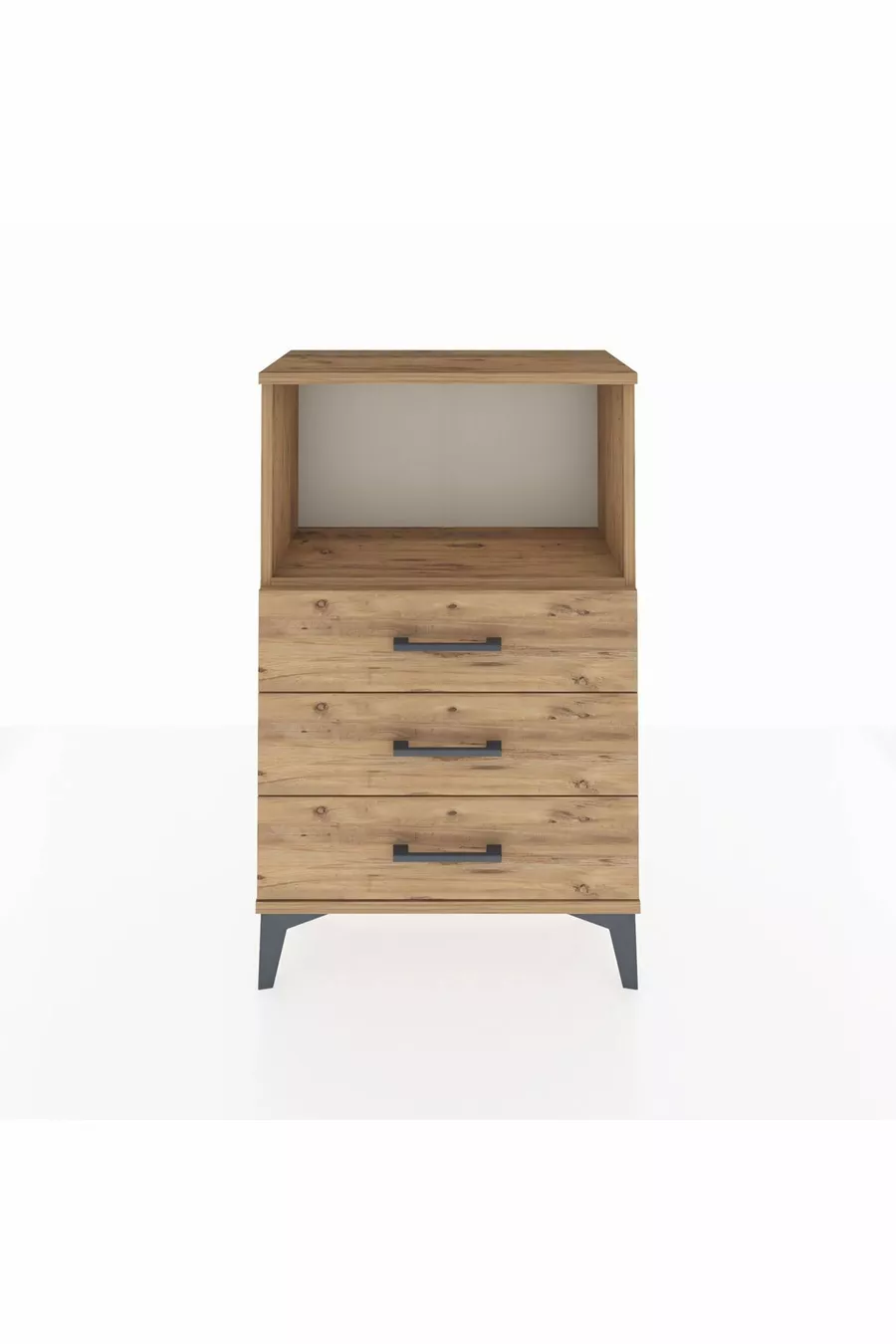 Table de chevet Arges avec une étagère et 3 tiroirs en pin