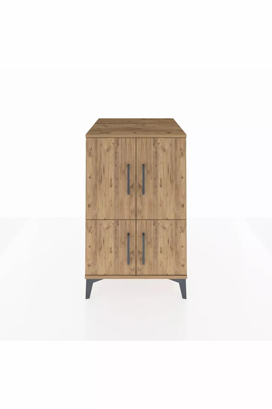 Table de chevet Kronos avec 2 étagères et 4 portes, pin-pin