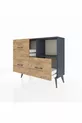 Commode Arges à une étagère et trois tiroirs Anthracite-Anthracite/Merisiers