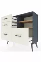 Commode Arges 2 étagères 4 tiroirs Anthracite-Pin/Pierre de Lune
