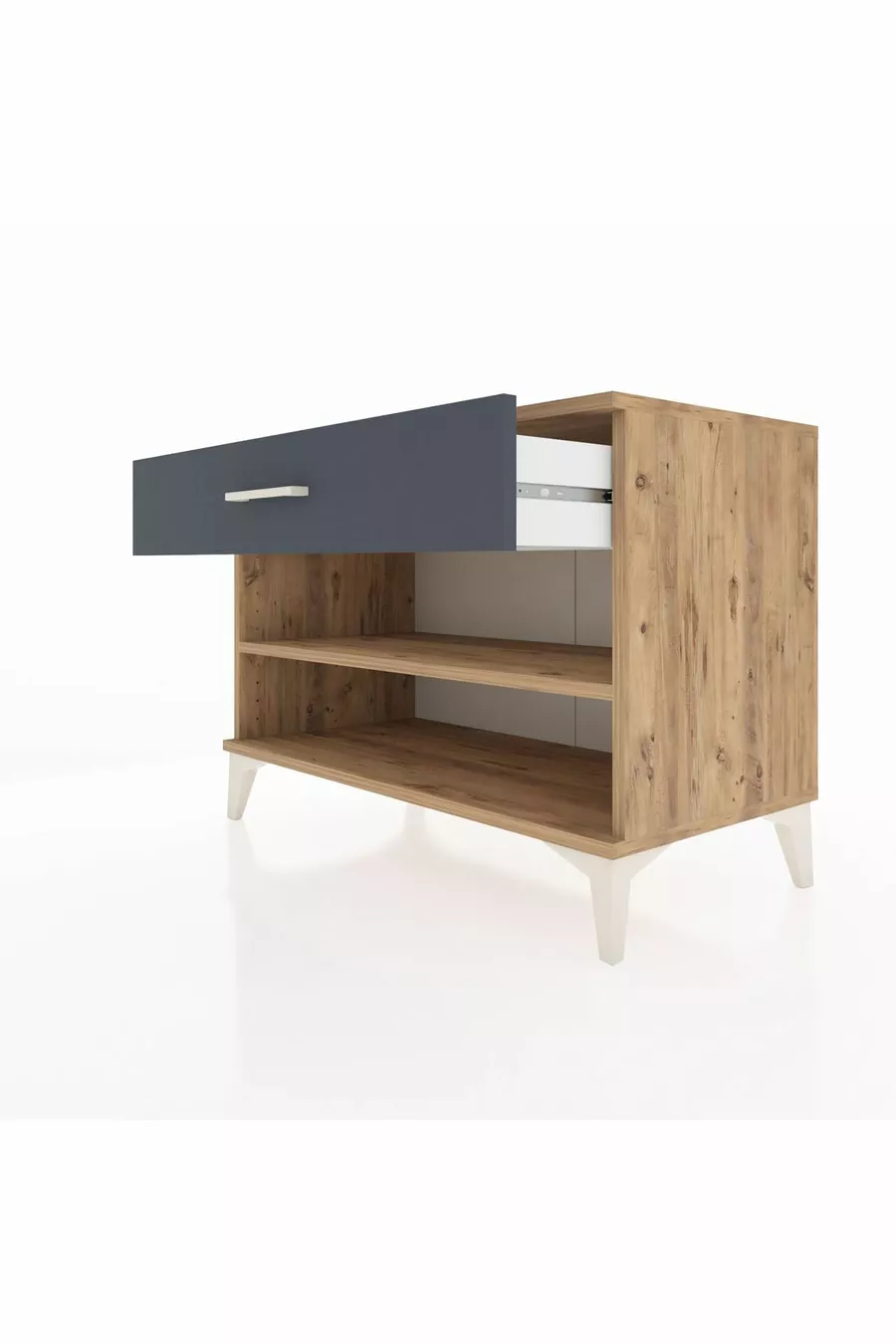 Commode Hyperion à une étagère et un tiroir, pin-anthracite