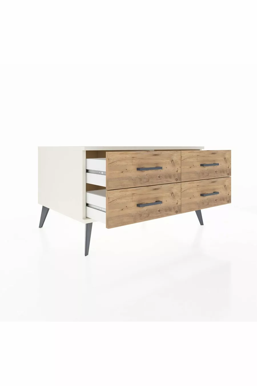 Commode Kronos 4 étagères Pierre de lune-Pierre de lune/Pin