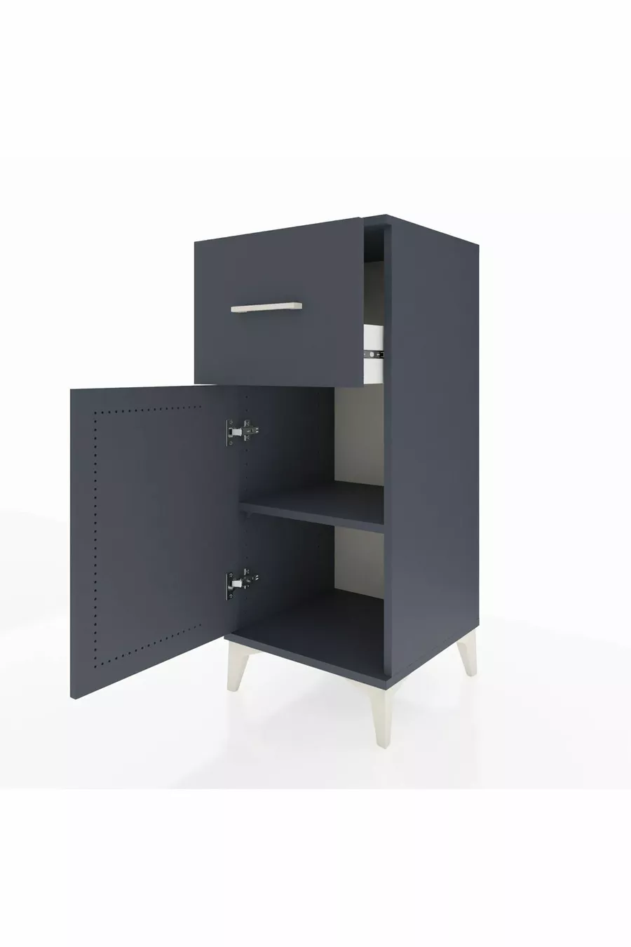 Commode Hyperion avec une étagère, un tiroir et une porte, Anthracite-Anthracite