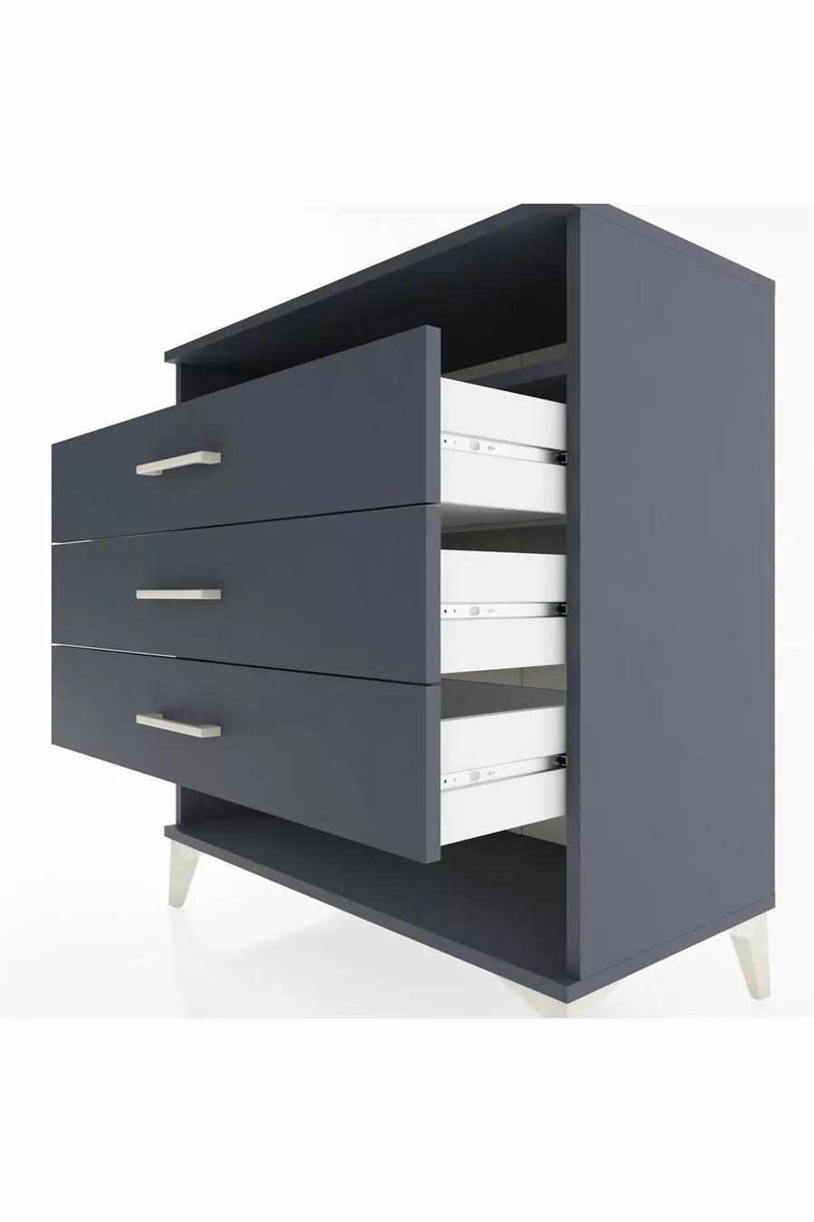 Commode Hyperion à une étagère et trois tiroirs Anthracite-Anthracite