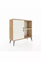 Commode Arges à 2 étagères avec 1 porte en pin et marbre bleu