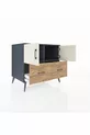 Commode Kronos avec 2 étagères, 2 tiroirs et 2 portes Anthracite-Pierre d'argile/Sapin