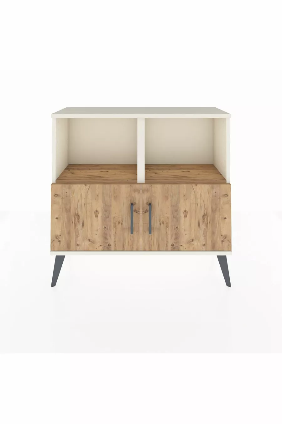 Commode Arges 2 étagères 2 portes Pierre de lune-Pin